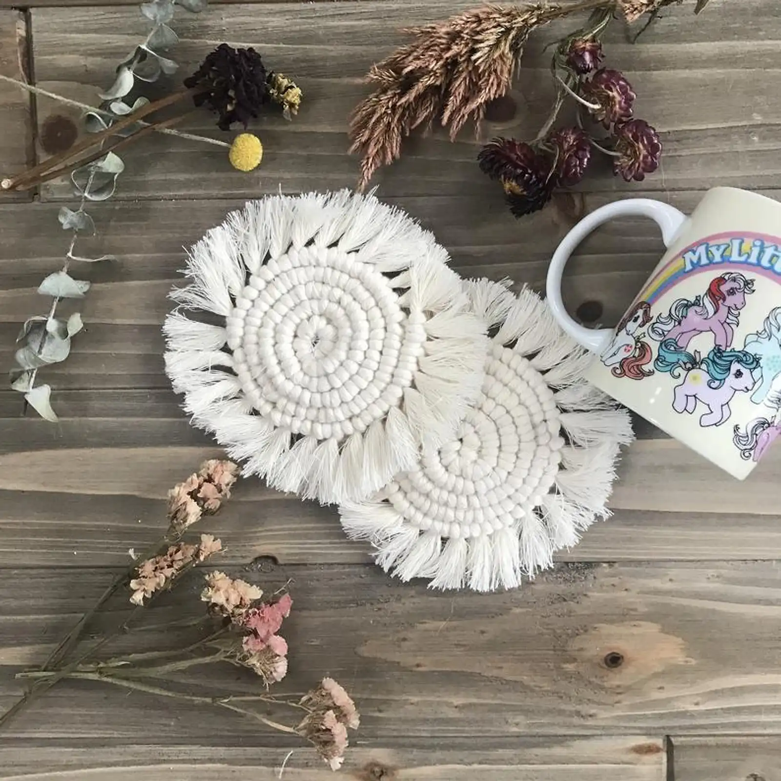 Thumbnail: Round Macrame Coasters - Set of 2