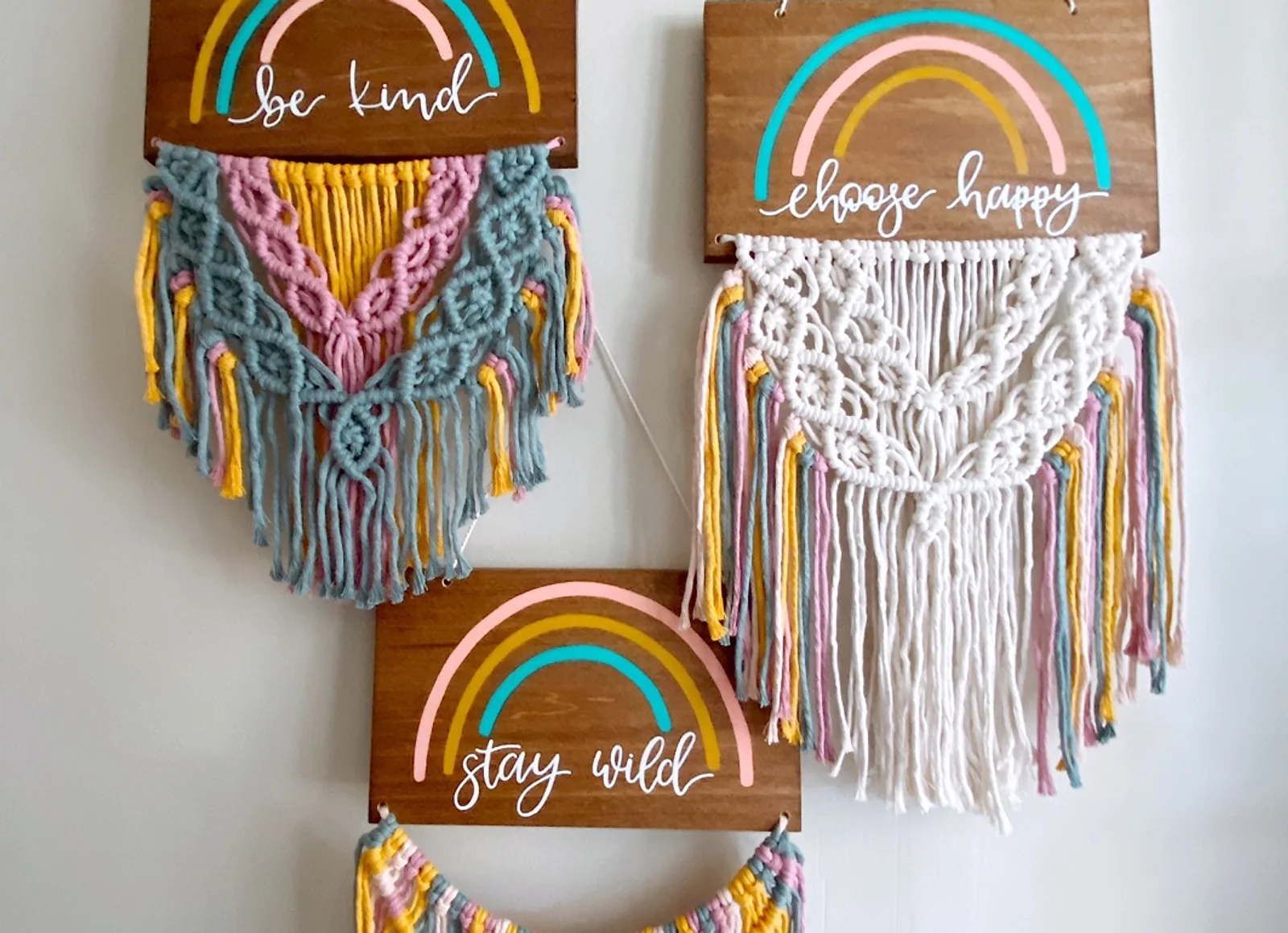 My Mini Maine x MW Designs Rainbow Macrame Signs