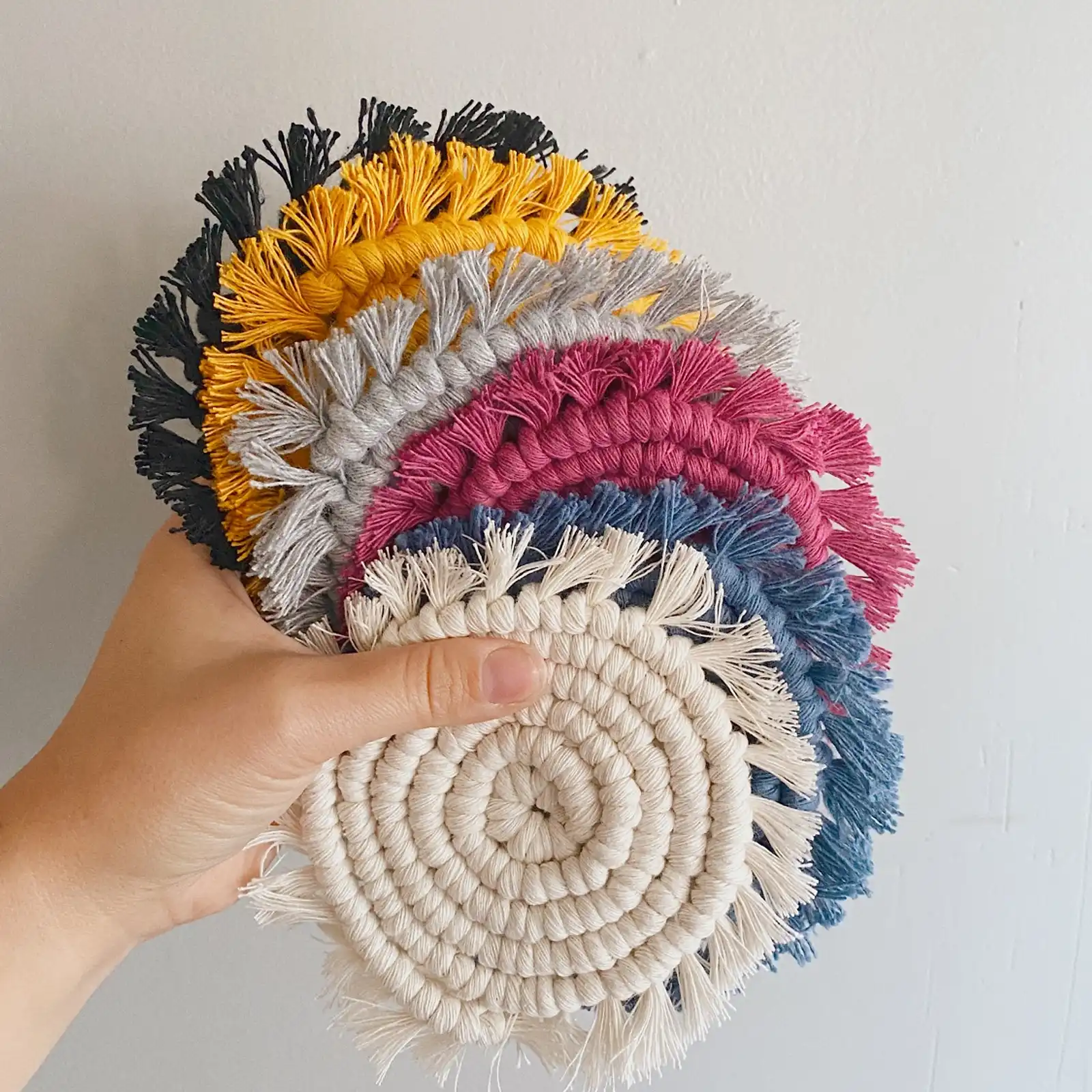 Thumbnail: Round Macrame Coasters - Set of 2