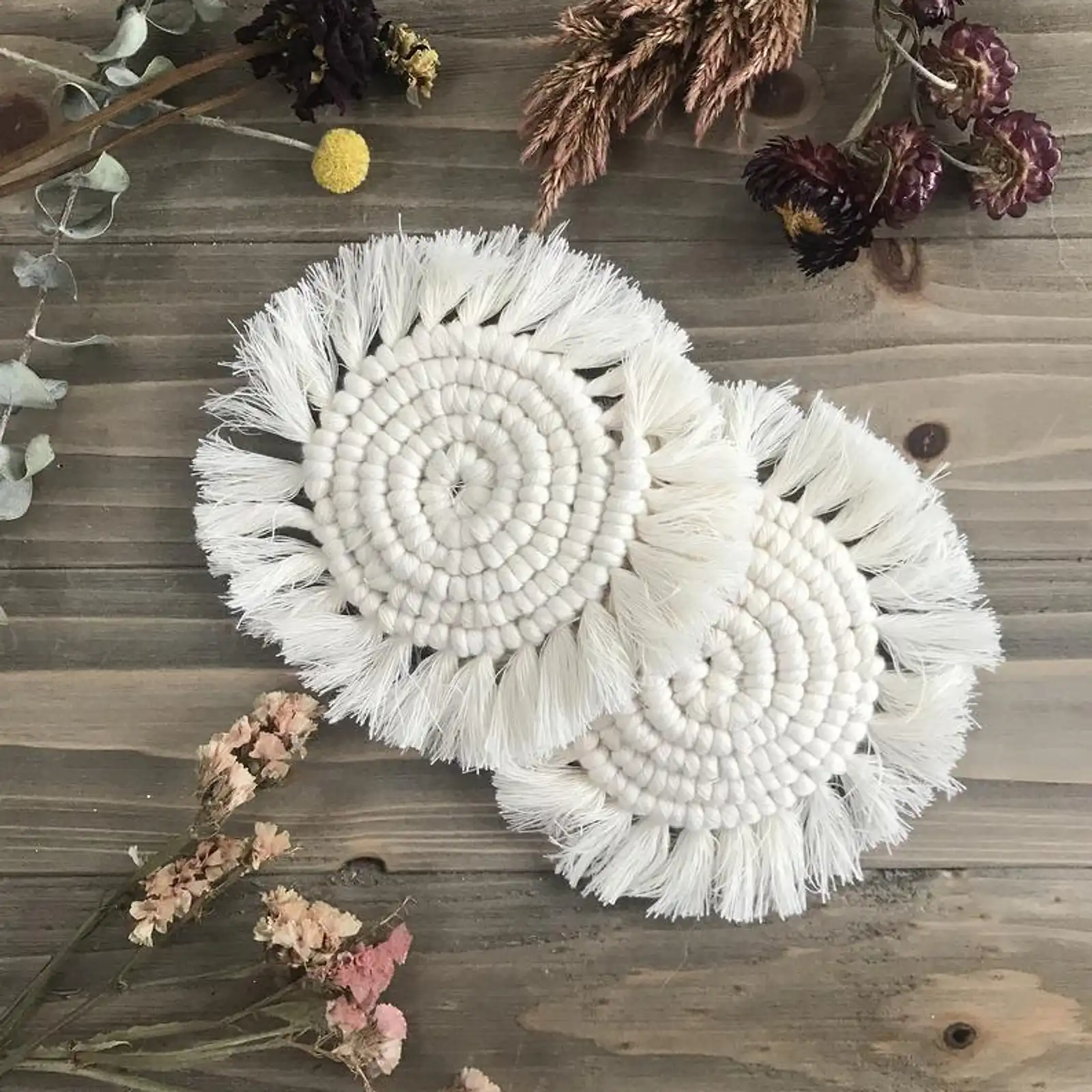 Thumbnail: Round Macrame Coasters - Set of 2