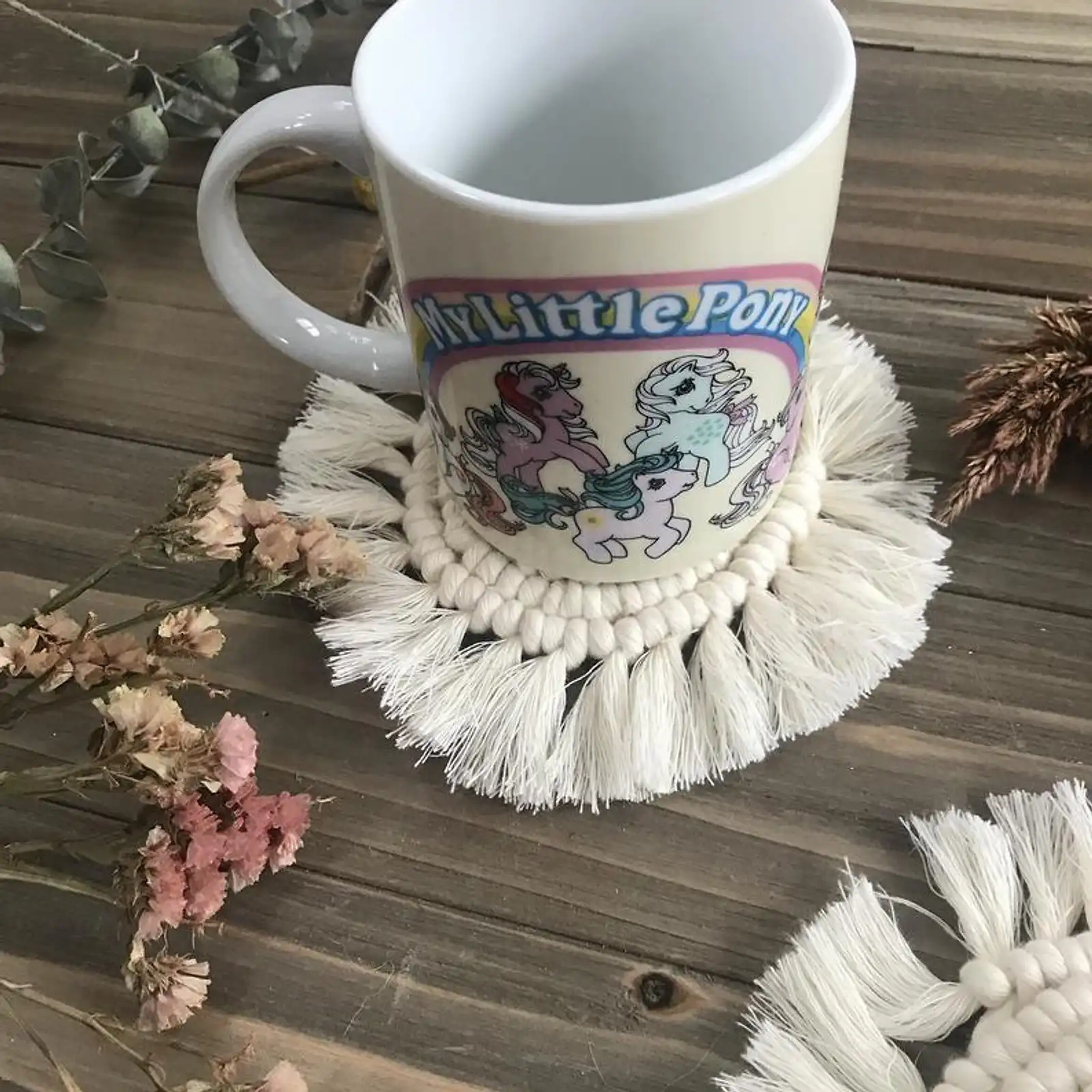 Thumbnail: Round Macrame Coasters - Set of 2