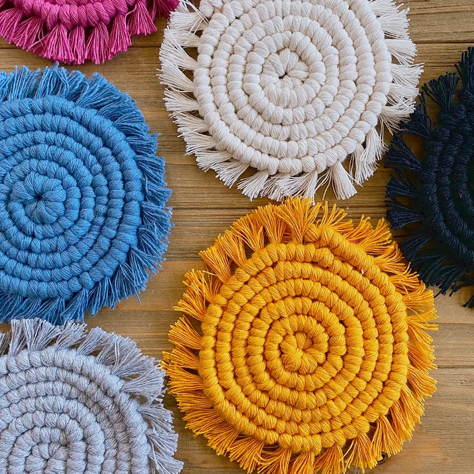 Thumbnail: Round Macrame Coasters - Set of 2